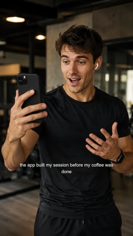 A vertical UGC ad exported from Reelfinn, with its caption burned in.